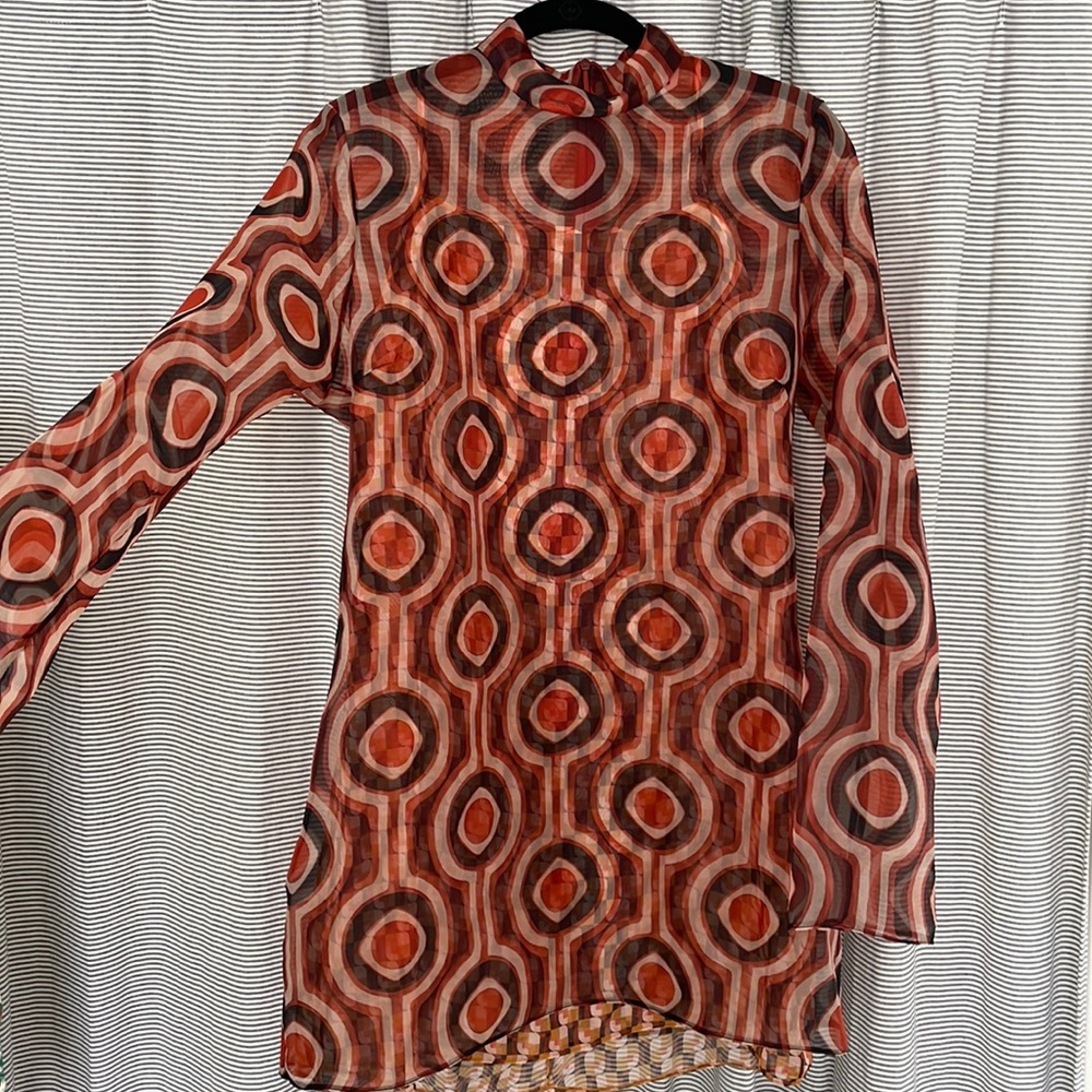 Zara Printed Organza Mini Dress NWOT